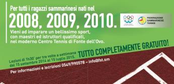 Corsi di tennis gratuiti per i giovanissimi sammarinesi.