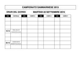 Campionati Sammarinesi 2015: gli orari di gioco di MARTEDI' 22.